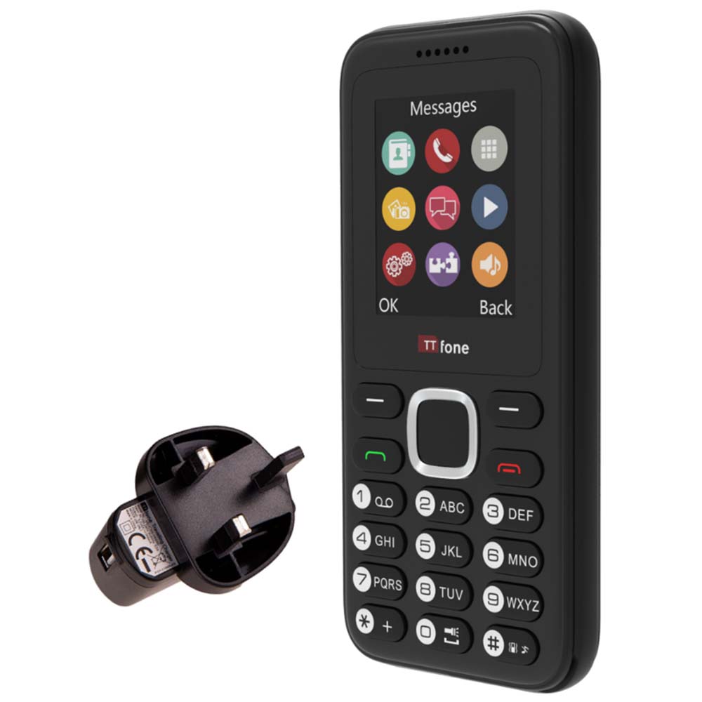 Used - TTfone TT150 Black Dual SIM Mobile with Mains Charger, EE Pay As You Go
