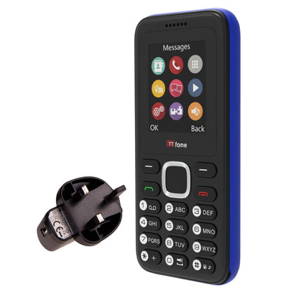 TTfone TT150 Blue Dual SIM with Mains Charger, Giffgaff Pay As You Go